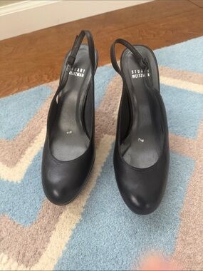 Stuart Weitzman Black Leather Slingback Pumps